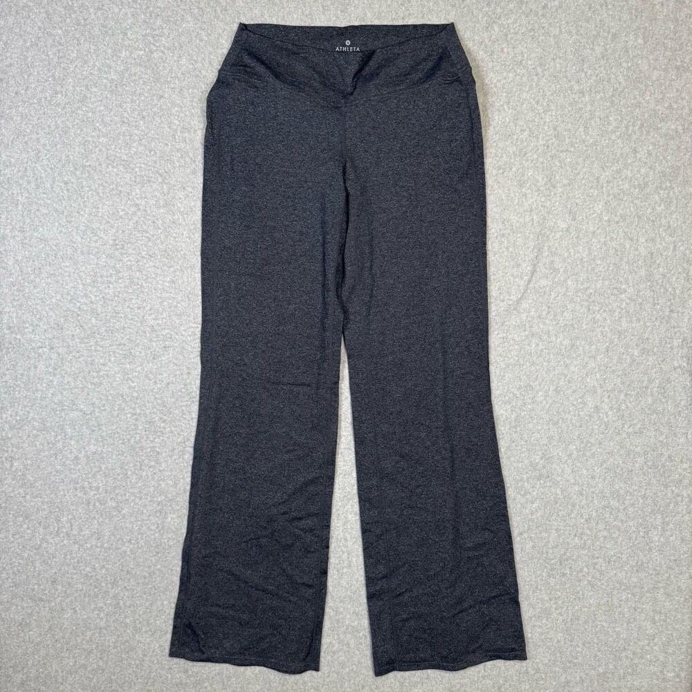 Athleta Women's Small Black High Waisted Flare Wide Leggings Yoga Athletic